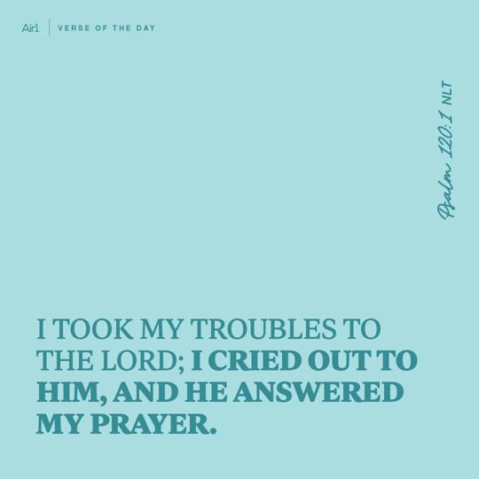 I took my troubles to the LORD; I cried out to Him, and He answered my prayer.