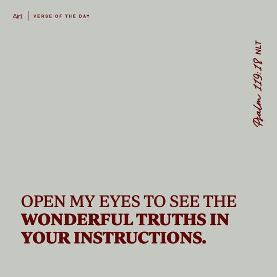 Open my eyes to see the wonderful truths in Your instructions.