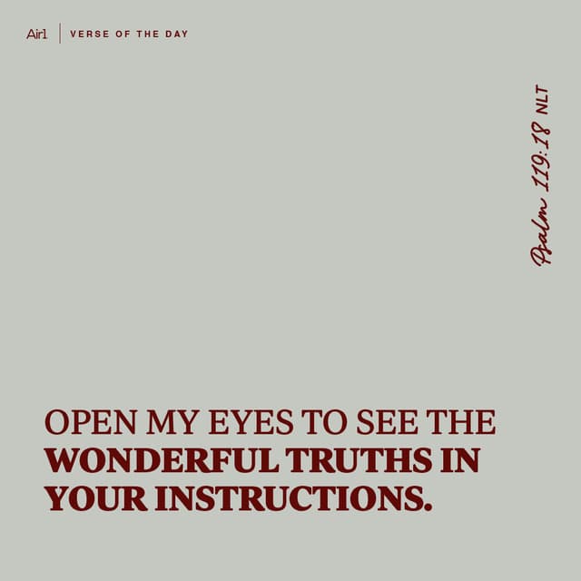 Open my eyes to see the wonderful truths in Your instructions.