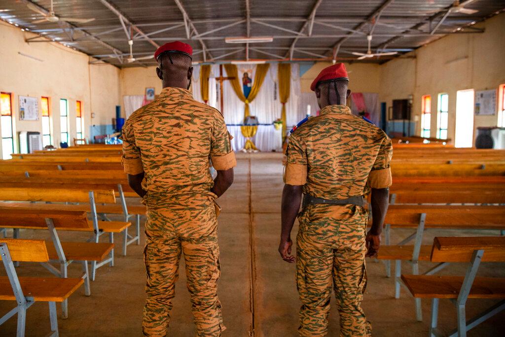 Soldiers in church in Burkina Faso 
